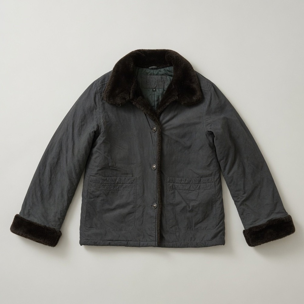 Vintage 90s Learsi Jacket Uno Momento Fur‎ Trim Button Large Women Quilted